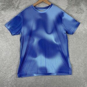 Fabletics Shirt Mens Large Blue Halftone Dot Geometric Performance Activewear
